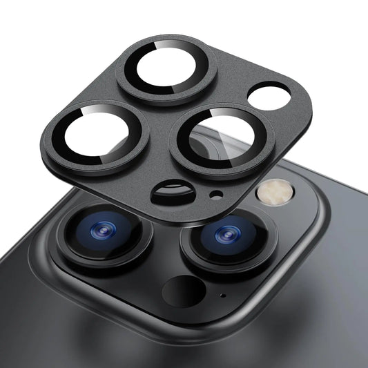 QingWaer for iPhone 15 Pro / 15 Pro Max Camera Lens Protector Full Cover Camera Screen Protector 1 Pack (Black)